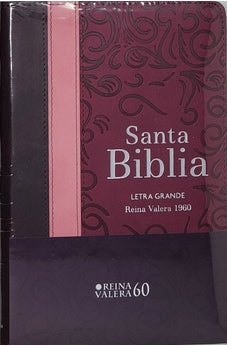 Image of Biblia RVR 1960 Letra Grande Tamaño Manual Tricolor Guinda Palo Rosa Marrón con Cierre con Índice