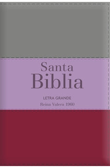 Image of Biblia RVR 1960 Letra Grande Tamaño Manual Tricolor Marrón Lila Claro Violeta con Cierre con Índice