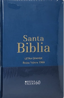 Biblia RVR 1960 Letra Grande Tamaño Manual Azúl Acero con Cierre con Índice