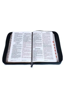 Image of Biblia RVR 1960 Letra Grande Compacta 11 puntos Tricolor Negro Gris Símil Piel con Índice con Cierre