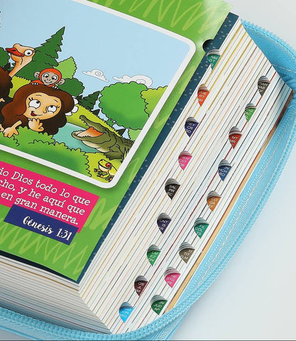 Image of Biblia RVR60 Mi gran viaje bolsillo i/piel Azul Rayas cierre e índice