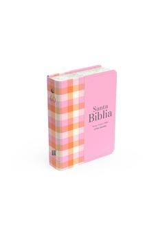 Biblia RVR 1960 Compacta Símil Piel Cuadros Rosa
