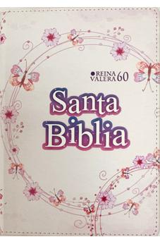 Biblia RVR 1960 Compacta Símil Piel Juvenil Mariposa Palo Rosa
