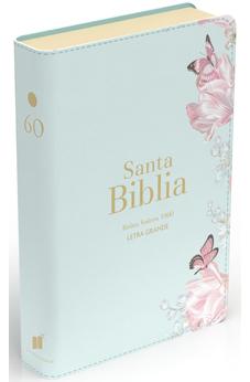 Biblia RVR 1960 Letra Grande Tamaño Manual Símil Piel Salvia Claro