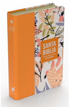 Biblia RVR 1960 Letra Grande Tamaño Manual Símil Piel Naranja Clara