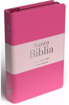 Biblia RVR 1960 Letra Grande Tamaño Manual Tricolor Fucsia Palo Rosa Fucsia con Cierre e Índice