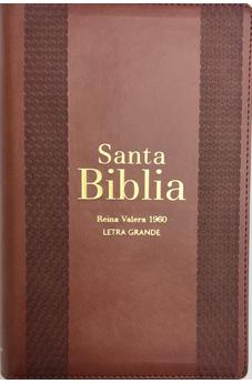 Biblia RVR 1960 Letra Grande Tamaño Manual Marrón con Cierre e Índice