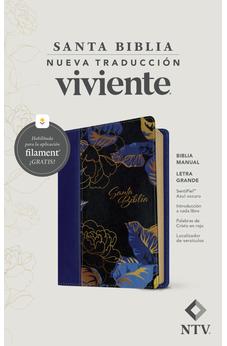 Image of Biblia NTV Manual Letra Grande con Filament Símil Piel Azul Oscuro Letra Roja