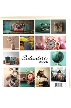 Calendario Vintage 2026 Flores azules y blancas