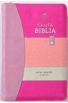 Biblia RVR 1960 Letra Gigante Tricolor Lila Rosa Morado Símil Piel con Índice y Cierre