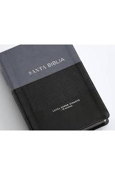Biblia RVR 1960 Letra Súper Gigante 065cz Héroes SÍmil Piel Negro Azul con Cierre Manual
