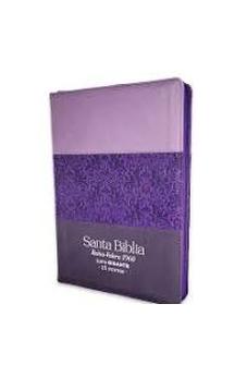 Image of Biblia RVR 1960 Letra Gigante Tricolor Lila Morado Negro Símil Piel con Índice y Cierre