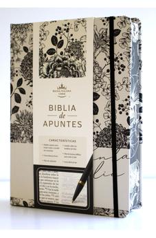 Biblia RVR 1960 de Apuntes Tapa Dura, Blanco y Negro con Flores (Edición Cantos Pintados)