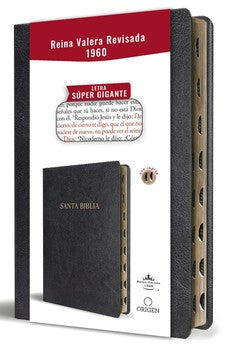 Image of Biblia RVR 1960 Letra Súper Gigante Negro Símil Piel con Índice