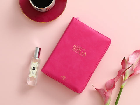Image of Biblia RVR 1960 Letra Grande Compacta 11 Puntos Símil Piel Fucsia Cierre