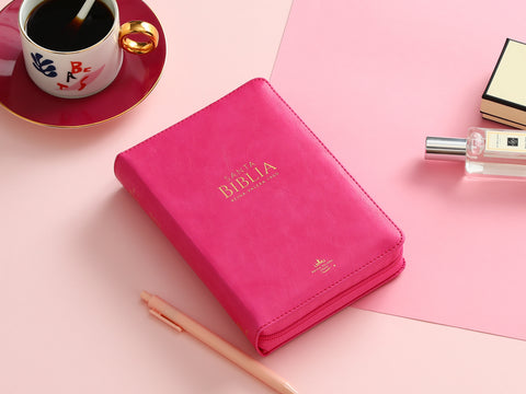 Image of Biblia RVR 1960 Letra Grande Compacta 11 Puntos Símil Piel Fucsia Cierre