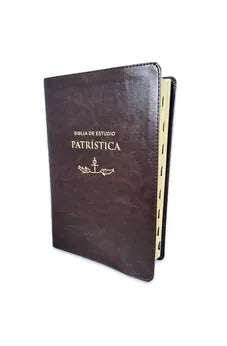 Biblia RVR 1977 de Estudio Patrística Marrón Símil Piel con Índice