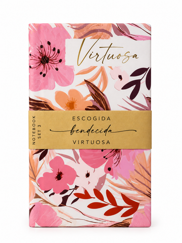 Image of Libreta Set de 3 Floral Rosa