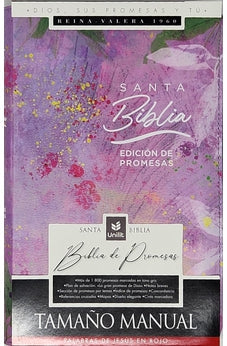 Image of Biblia RVR 1960 de Promesas Letra Grande Tamaño Manual Lila Hojas Simil Piel con Cierre