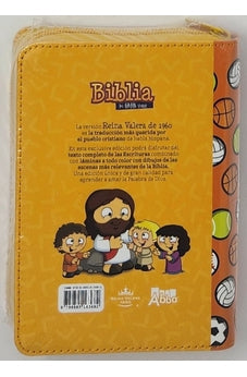 Image of Biblia RVR 1960 para Niños Mi Gran Viaje Naranja Símil Piel con Cierre