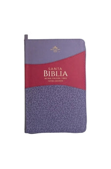 Image of Biblia RVR 1960 Letra Grande Tamaño Manual Símil Piel Duotone Lila Morado con Cierre