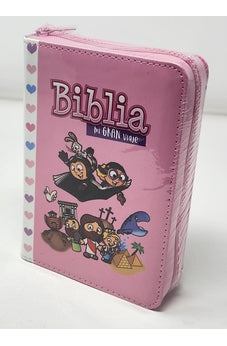 Image of Biblia RVR 1960 para Niños Mi Gran Viaje Rosa Símil Piel con Cierre