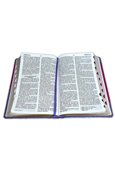 Biblia RVR 1960 Letra Grande Tamaño Manual Símil Piel Duotone Lila Morado con Índice