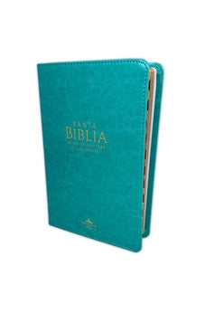 Image of Biblia RVR 1960 Letra Grande Tamaño Manual Símil Piel Turquesa con Índice