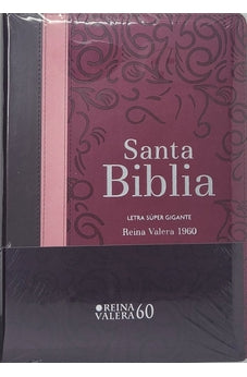 Biblia RVR 1960 Letra Súper Gigante Tricolor Guinda Palo Rosa Marrón con Cierre con Índice