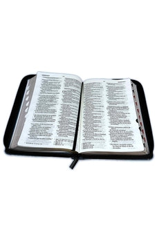 Image of Biblia RVR 1960 Letra Grande Tamaño Manual Símil Piel Jean Cinturón Negro con Índice con Cierre