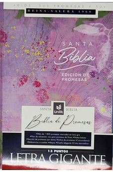 Image of Biblia RVR 1960 de Promesas Letra Gigante Lila Hojas Simil Piel con Cierre