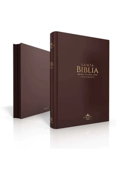 Biblia RVR 1960 Letra Grande Tamaño Manual Símil Piel Café Oscuro con Cierre