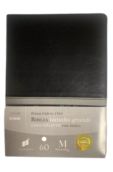 Image of Biblia RVR 1960 Letra Gigante Piel Negro Gris con Índice