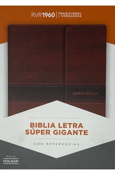 Biblia RVR 1960 Letra Súper Gigante Marrón Símil Piel con Índice y Solapa con ImaN