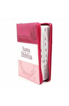 Image of Biblia RVR 1960 Letra Grande Palabras de Jesús en Rojo con Concordancia Rvr056Clgpjrtiz Tapa Imitación Cuero Triotone Rosa Canto Plateado Cierre Índice