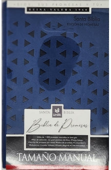 Biblia RVR 1960 de Promesas Letra Grande Tamaño Manual Azul Triangulos Simil Piel con Cierre