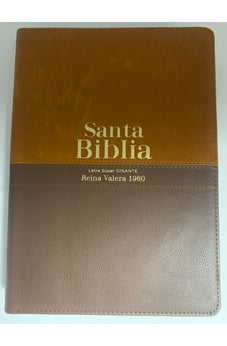 Biblia RVR 1960 Letra Súper Gigante Piel Café Café con Cierre con Índice