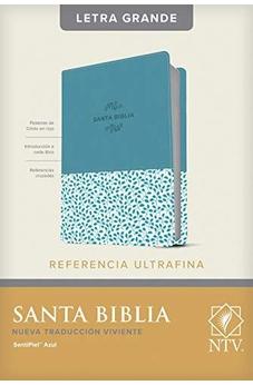 Biblia NTV de Referencia Ultrafina Letra Grande Letra Roja Sentipiel Azul