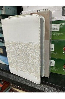 Biblia RVR 1960 Recuerdo de Boda Blanco Floral Símil Piel
