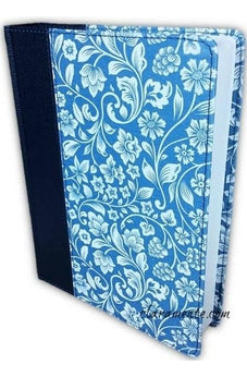 Biblia RVR 1960 de Apuntes Azul Piel Genuina y Tela Impresa
