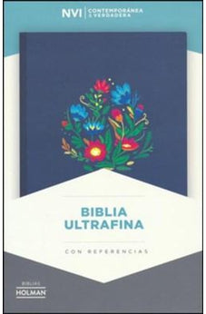 Biblia NVI Ultrafina Azul Bordado Sobre Tela con Índice