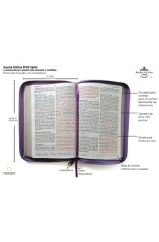 Biblia RVR 1960 Letra Grande Imitación Piel Morado con Cierre