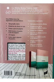 Image of Biblia RVR 1960 Letra Súper Gigante Rosa Blanco Turquesa con Cierre con Índice