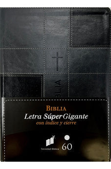 Image of Biblia RVR 1960 Letra Súper Gigante Gris Negro con Cierre con Índice