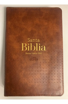 Image of Biblia RVR 1960 Letra Grande Tamaño Manual Marrón con Cierre Índice y Detrás