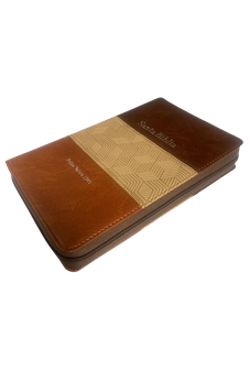 Image of Biblia RVR 1960 Letra Grande Tamaño Manual Marrón Beige Café con Índice