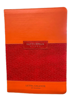 Biblia RVR 1960 Letra Gigante Símil Piel Duotone Coral Naranja con Índice con Cierre