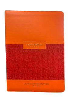 Biblia RVR 1960 Letra Súper Gigante Símil Piel Duotone Coral Naranja con Índice con Cierre