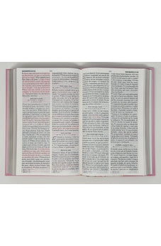 Biblia RVR 1960 Letra Grande Tamaño Manual Tapa Flex Rosada Flores