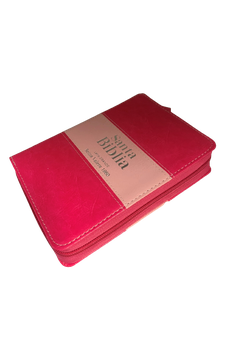Biblia RVR 1960 Letra Súper Gigante Piel Rosa Rosa con Cierre
